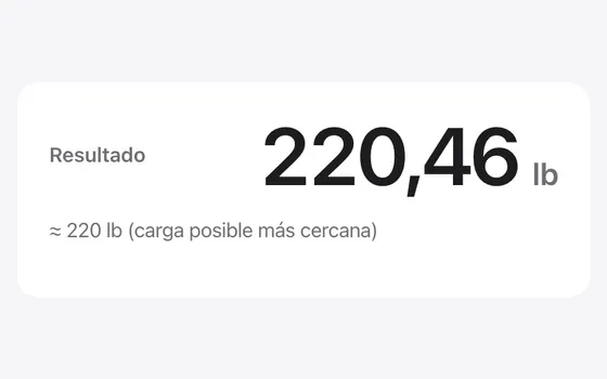 Conversor kg ↔ lb: la herramienta web con un ejemplo introducido y su resultado calculado