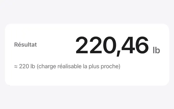 Convertisseur kg ↔ lb : l’outil web avec un exemple saisi et son résultat calculé
